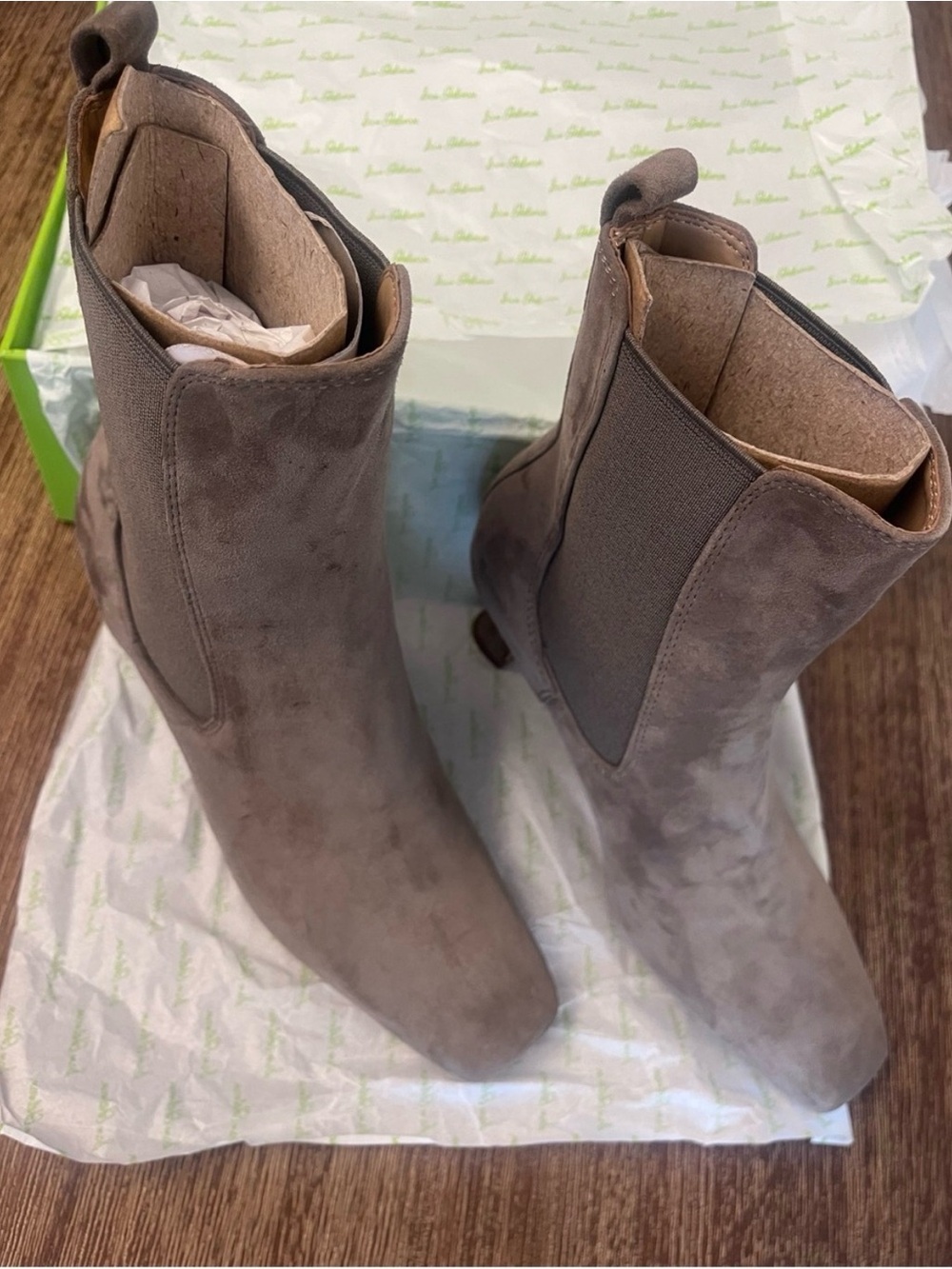 Sam Edelman Lani Fern Green leather Suede Ankle Boots Size 6 Slip-On